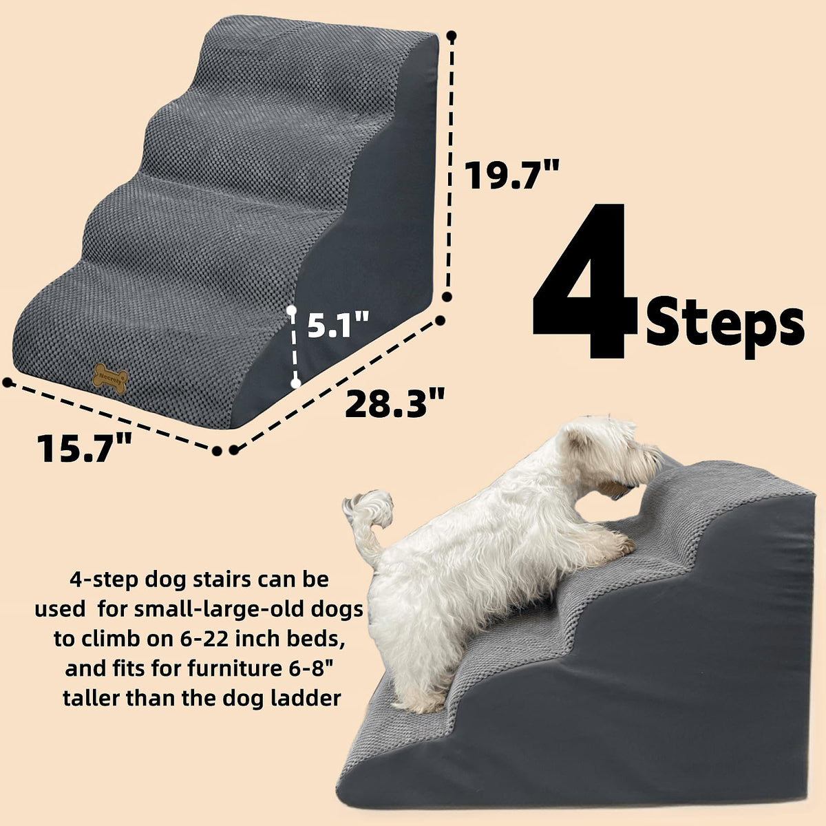 4 Step Dog Stairs for High Beds 18