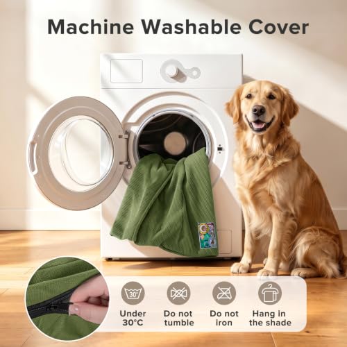 Chew Proof Indestructible Dog Bed for Large Dogs (Green / XXL(47"x 30"x4"))