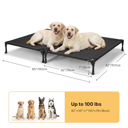 2 Pack Cooling Elevated Dog Bed (42.0"L x 30.0"W x 7.0"Th / 2Packs - Black (Connectable))