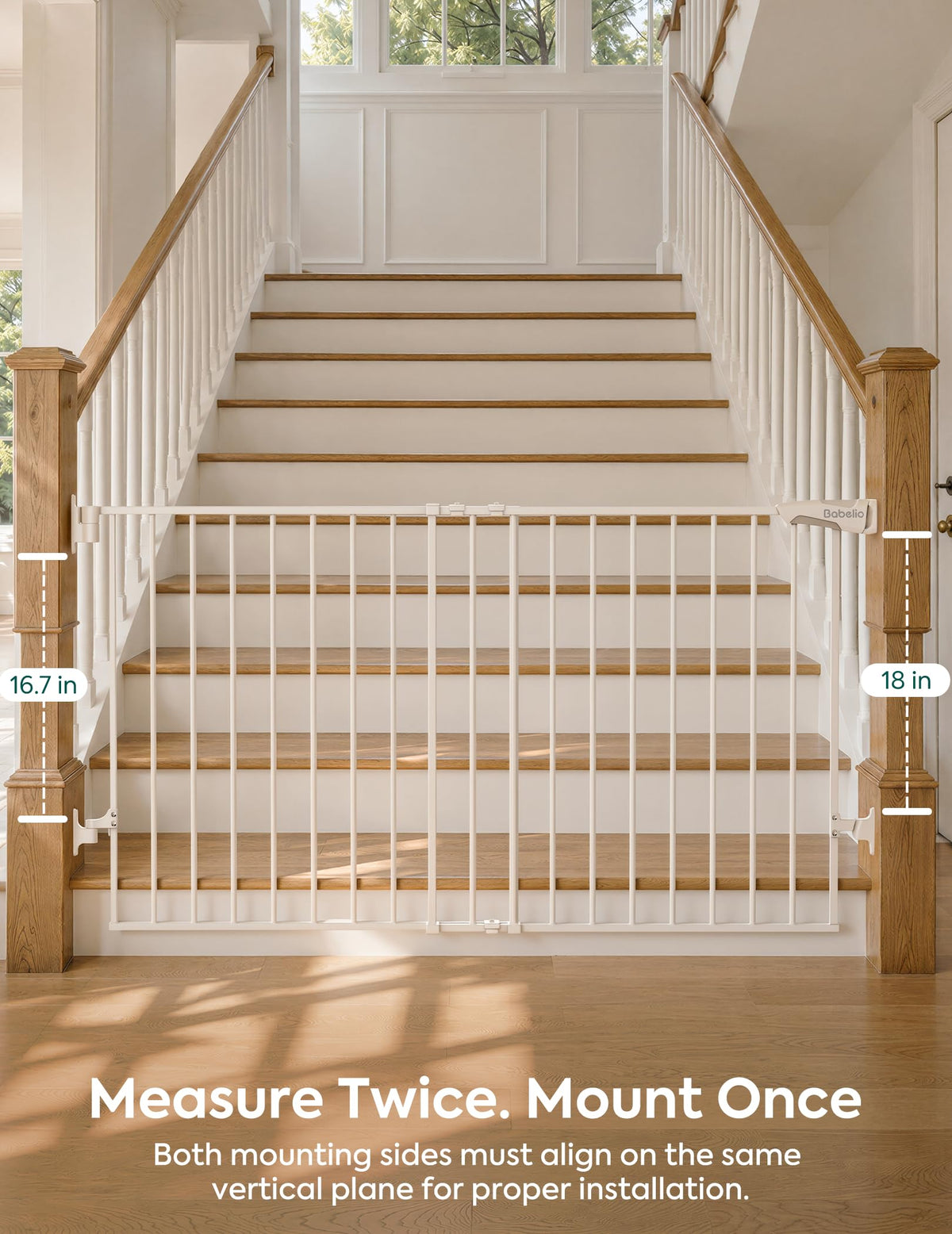 Baby Gate for Stairs (*White / 28" H, 29-49" W-Wide)