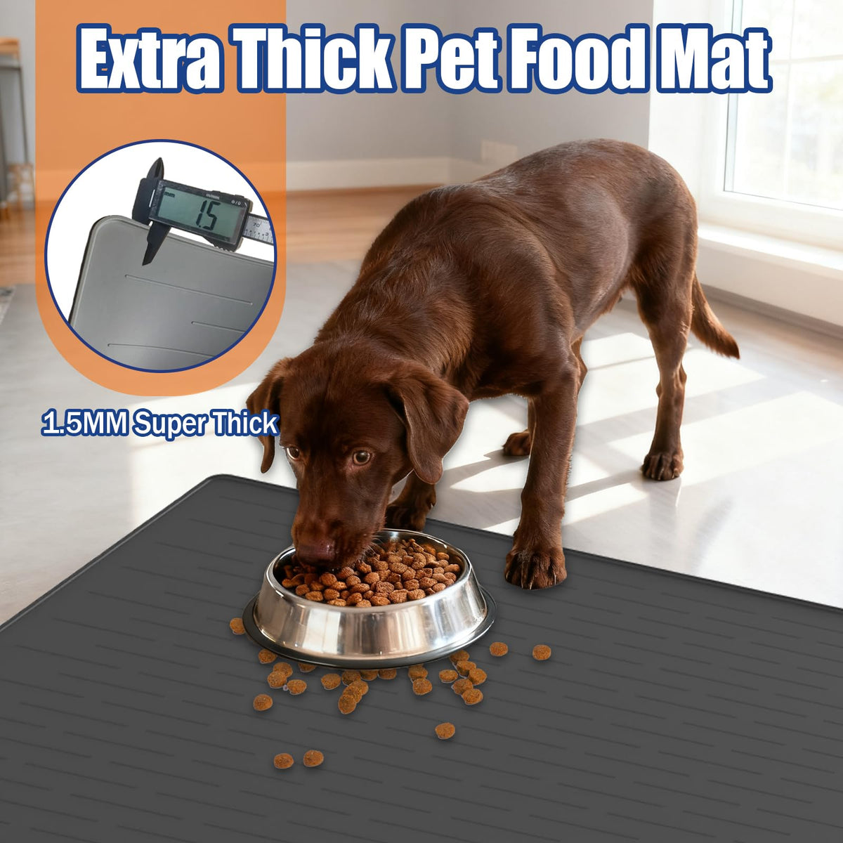 XXXXL Largest Pet Food Mat (Drak Brown / 51.2"L x 25.6"W)
