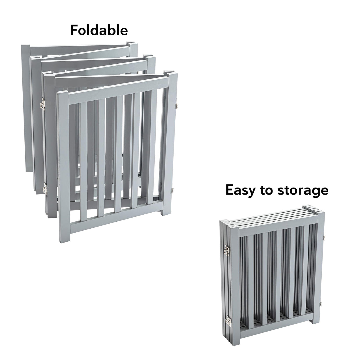 Wooden Free Standing Dog Gate 120" W x 24" H (Gray / 120"W x 24"H)