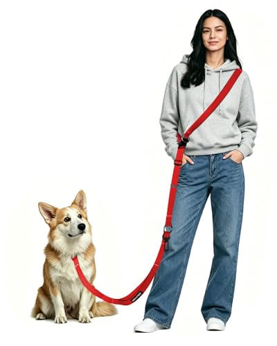 Hands Free Dog Leash (Red / Large-5.9-9.5ft)