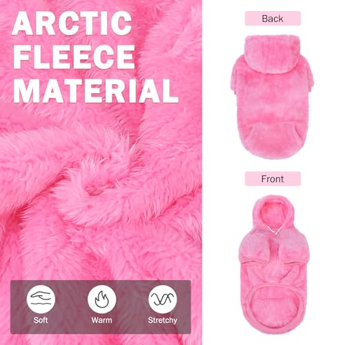 Fleece Dog Sweaters Hoodie for Small Medium Large Dogs Girls Boys (Small-Medium / Rose red)