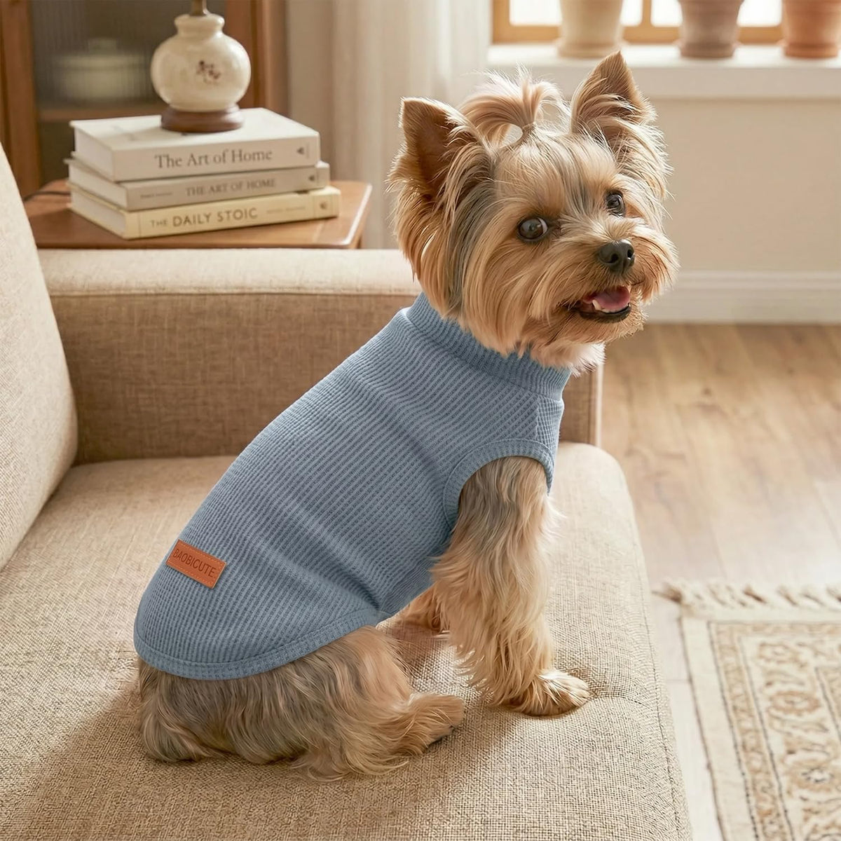 2Pack Dog Shirts Lightweight Waffle Dog Shirt for Small Dogs Sleeveless Dog Shirt for Small Medium Boy Girl Dogs Cozy & Breathable Pet Vest (XXS(Back: 7.9", Chest: 11.8", 1.1-3.3lbs) / Striped+Iron Blue)