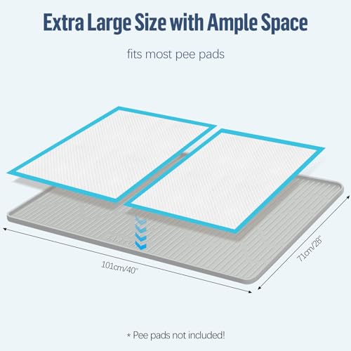 Pee Pad Holder for Dogs 40"x 28" Extra Large Silicone Puppy Pee Pad Tray (40"x28")