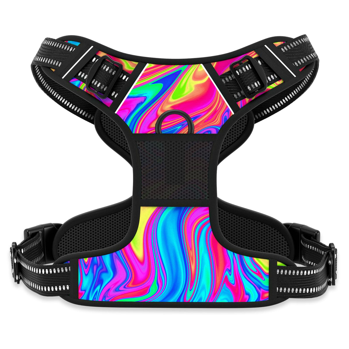 No Pull Dog Harness (Abstract Rainbow Art / Large)