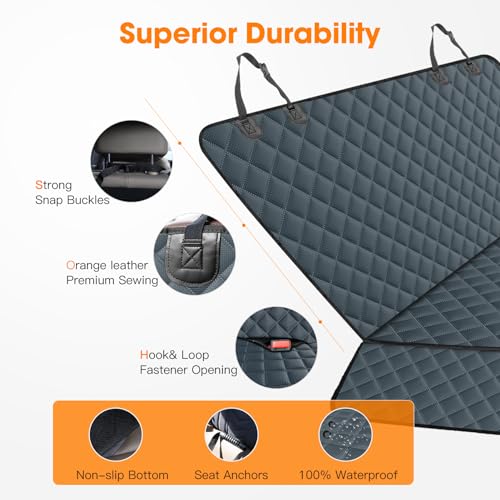 Dog Car Seat Cover (Grey / 53"W x 47"L)