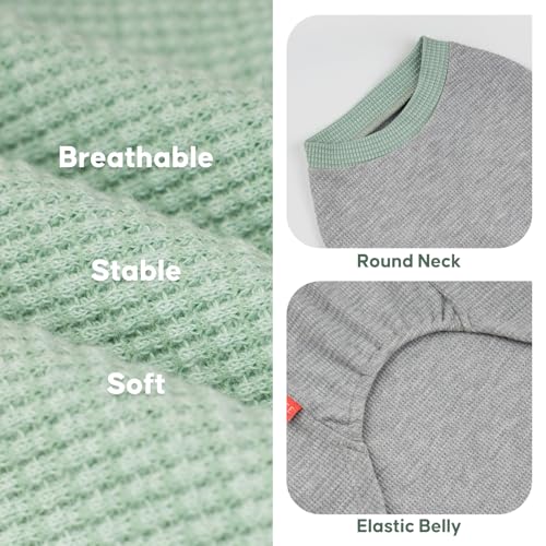 2Pack Waffle Dog Shirt for Medium Large Dogs Striped Dog Sweater (XX-Large (28-50lbs) / 2Pack(Green+Grey))