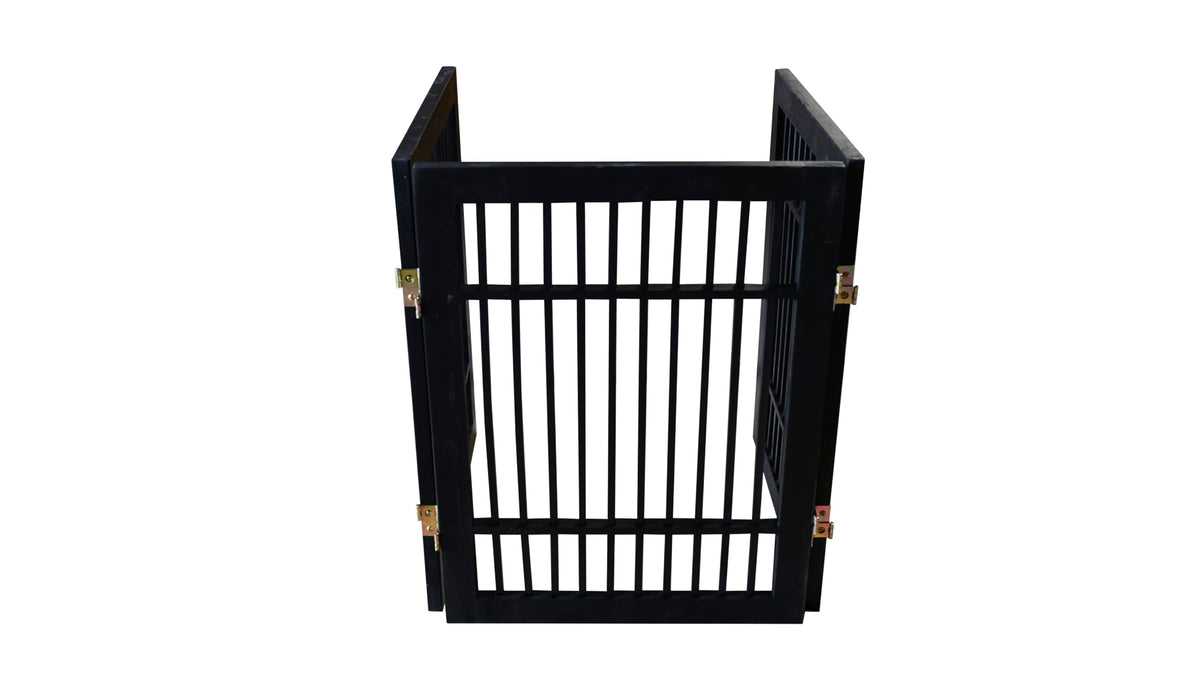 Freestanding Wooden Dog Gate (3 Panel 24" Tall / Black Pet Gate)