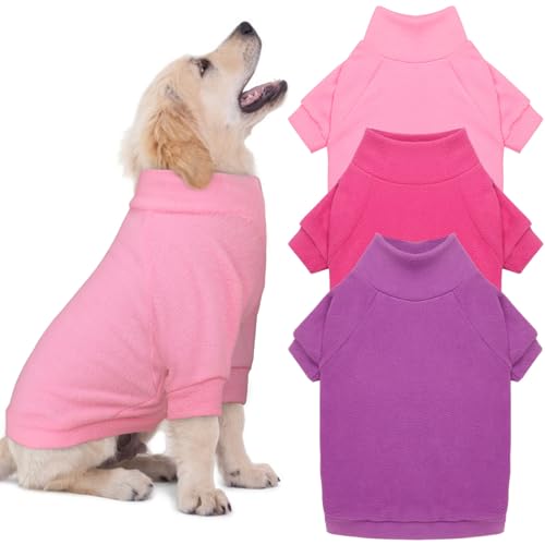 3 Pack Dog Sweaters for Large Dogs (Large / Pink Hotpink Purple)