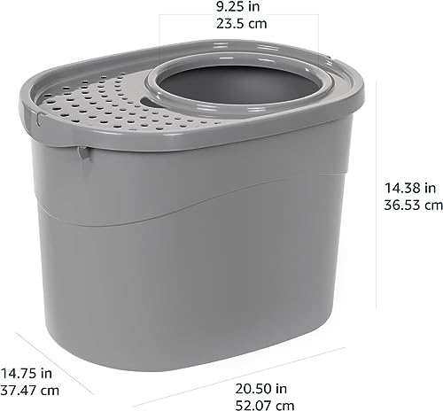 Large Cat Litter Box with High Sides (Grey / Top Entry)