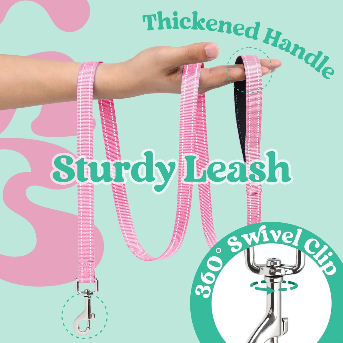 Dog Harness Small Sized and Leash Set (Teal & Pink / XS (Chest: 13.3"-15.5"))