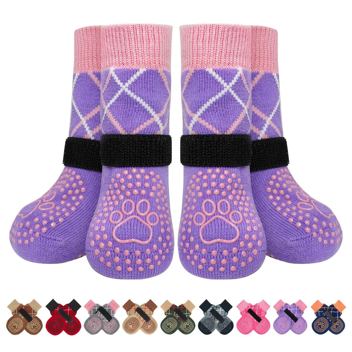6PCS Dog Socks to Prevent Licking Paws (Purple / XL(Pack of 6))