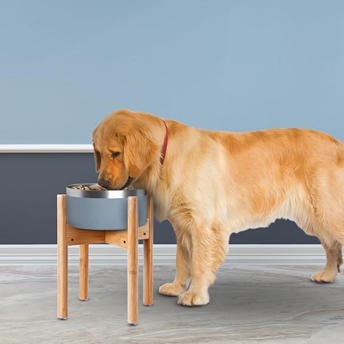 Dog Bowl Stand for Large Dogs (For Large Dogs - 14 inch Height / Bamboo)