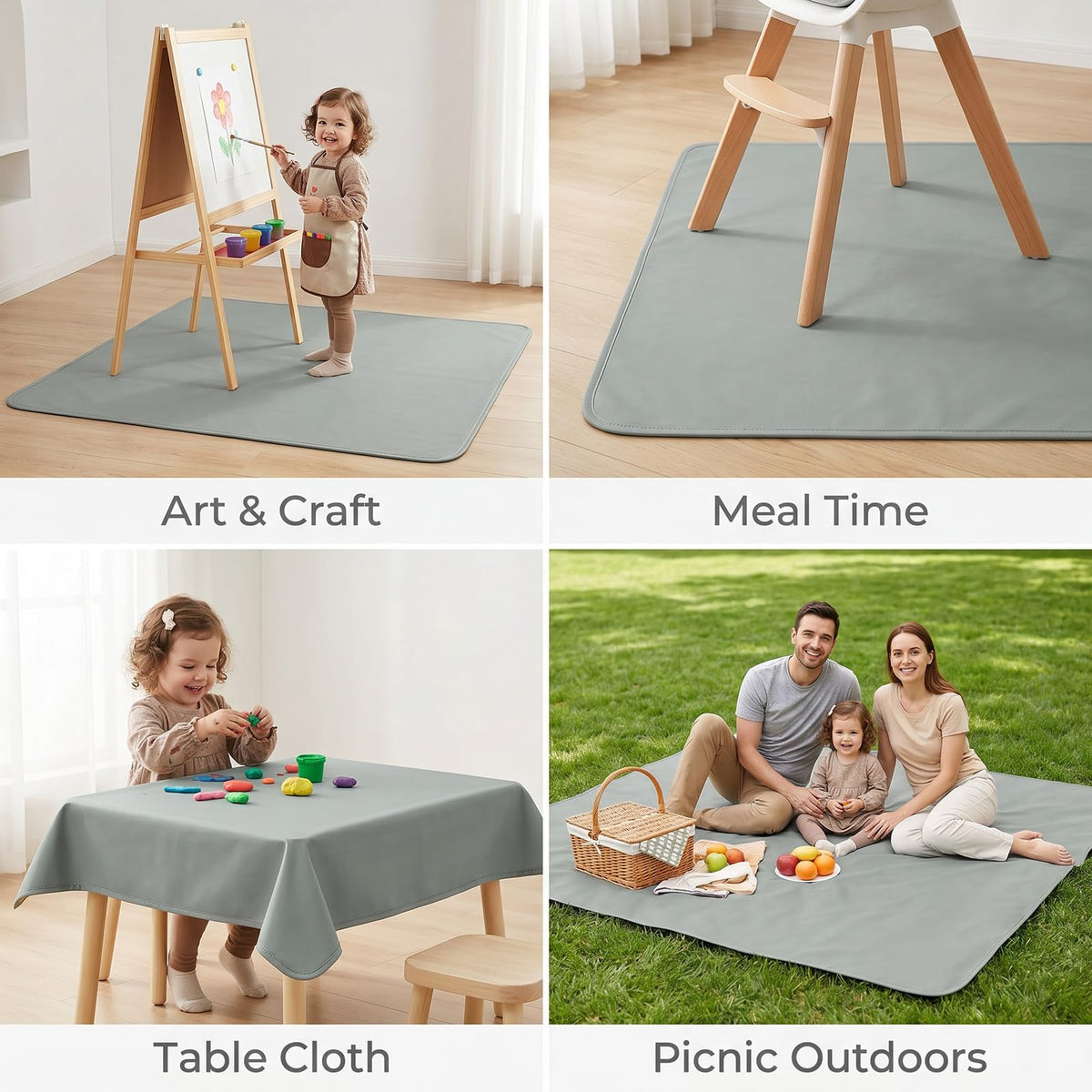 Splat Mat for Under High Chair (Gray)