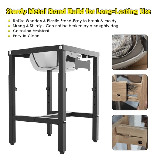 1.32 Gallon Elevated Dog Water Bowl for Large Dogs (Black-1.6 GAL / Height: 13-18")