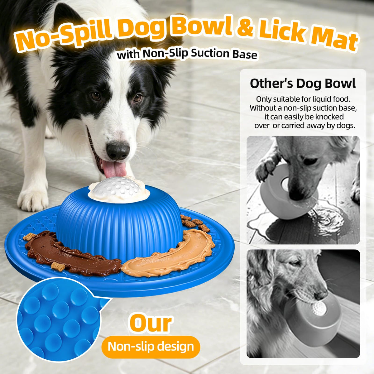 Multi Purpose Silicone Slow Feeder & Lick Mat for Dogs & Cats (Blue)