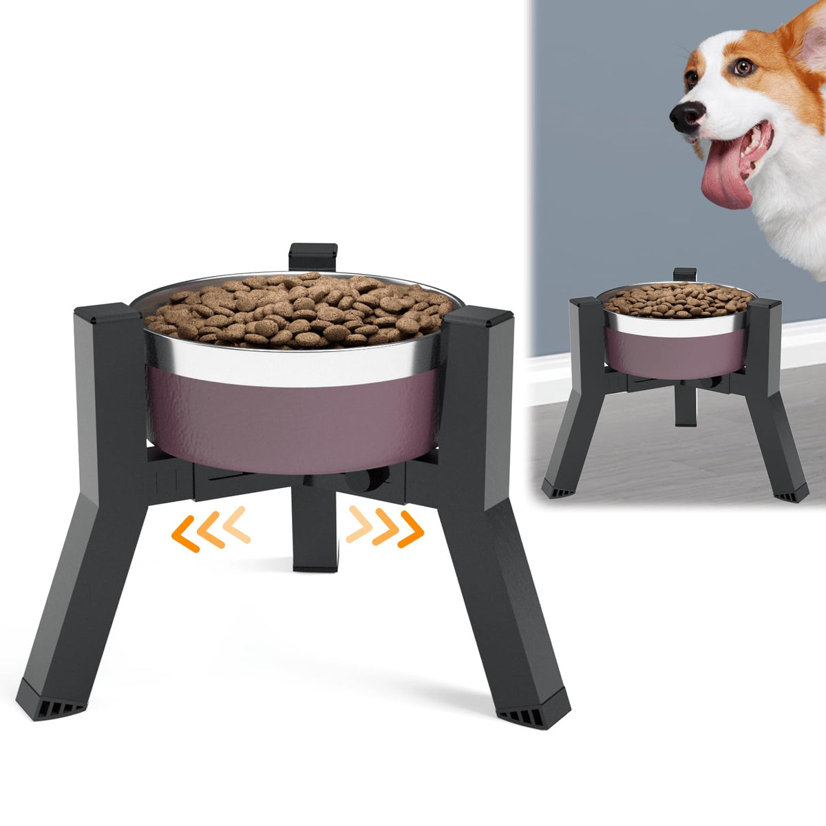 Elevated Dog Bowls Adjustable Width Stand for 5.2 (Black-7.8H- Square / Height: 7.8", Width: 5.9-8.7")