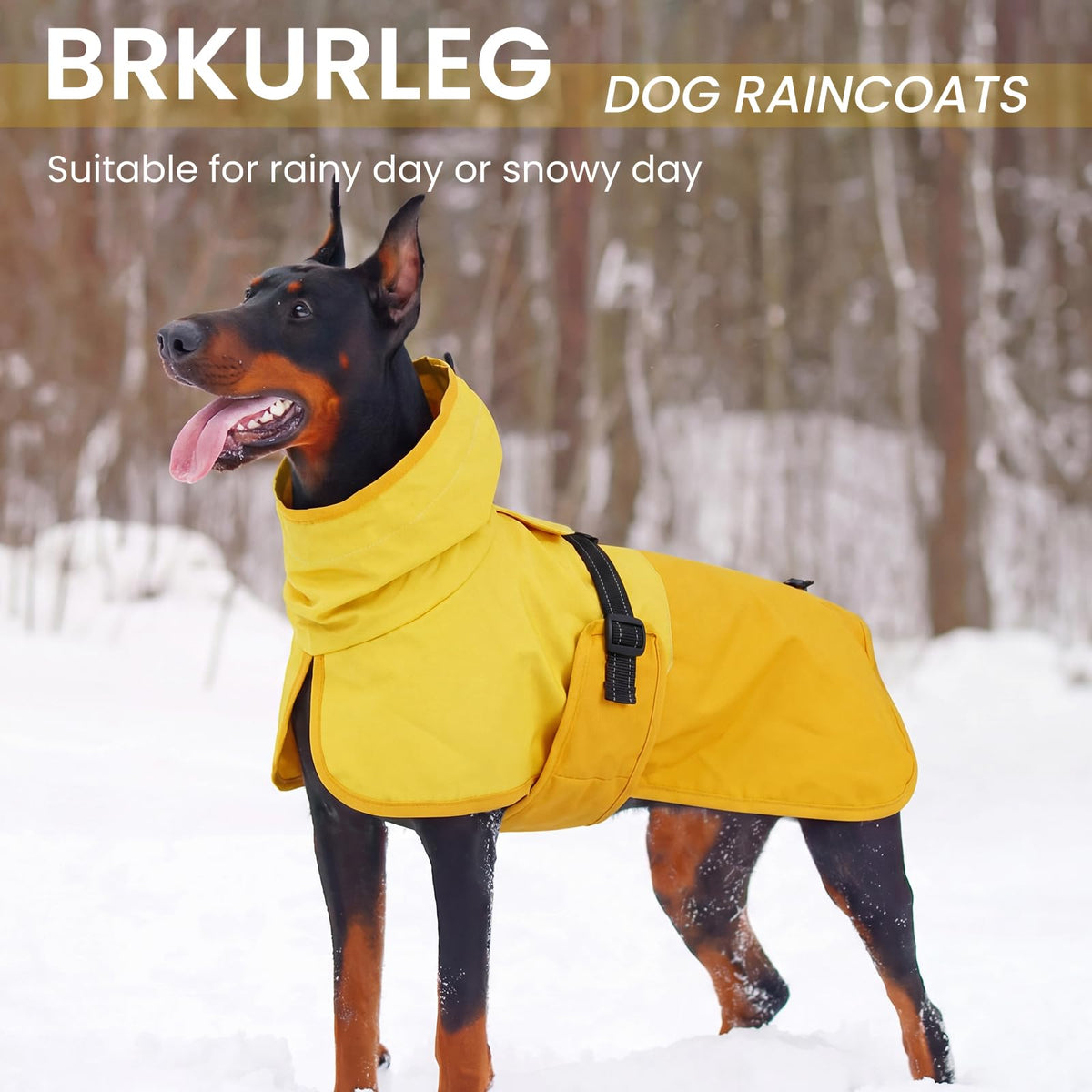 Dog Raincoat Waterproof Rain Jacket with Hood (L(Back Length16.9") / Yellow)