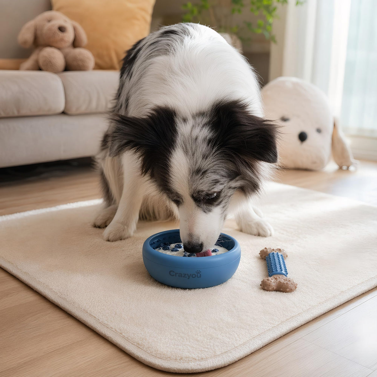 Dog Lick Bowl with Bone Chew Toy (Large)
