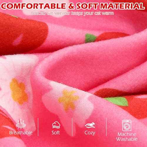 Cat Sweater Warm Fleece Pet Clothes for Cats Only (Strawberry Pink / Medium)