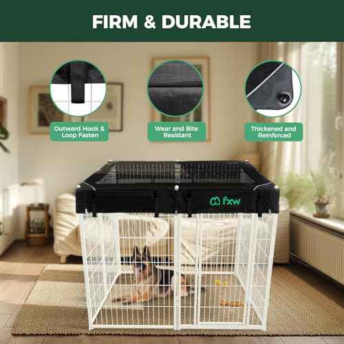 Homeplus Indoor Dog Playpen with Mesh Top Cover (White / 45"H)