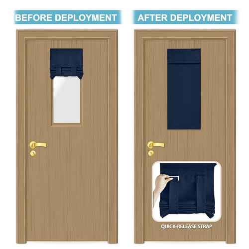 Classroom Door Window Cover Lockdown Shades Blackout (Navy / 12"W x 30"L (Pack of 1))