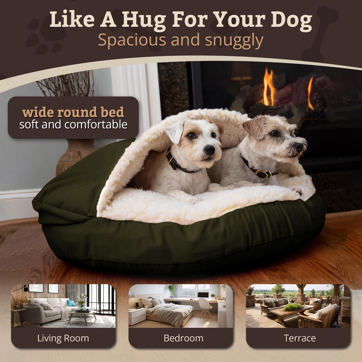Cozy Cave Dog Bed (35.0"L x 35.0"W x 8.0"Th / Olive)