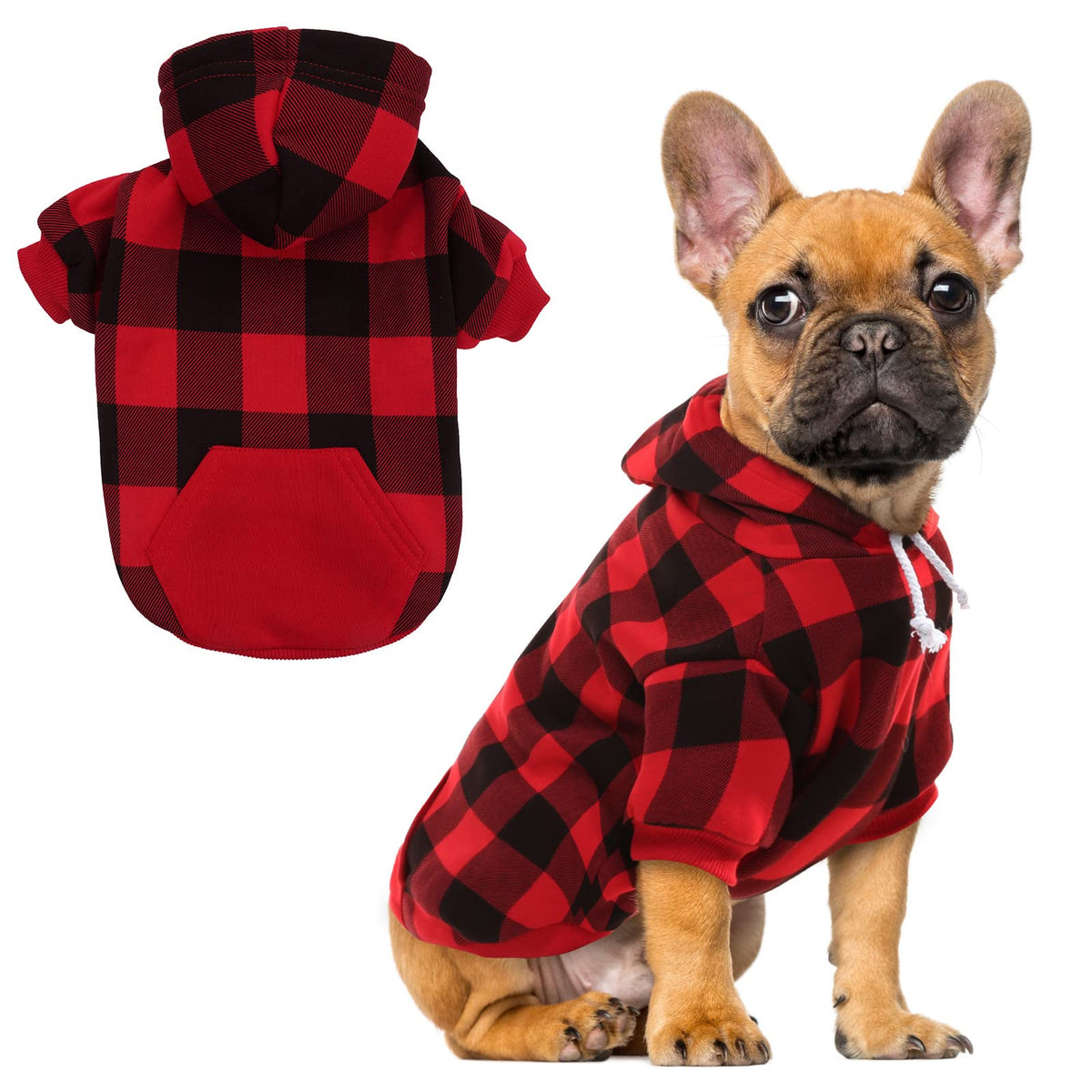 Plaid Dog Hoodie (Buffalo Check / Medium)