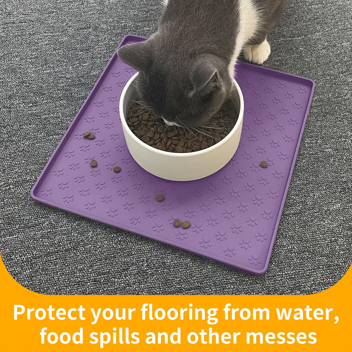 Dog Food Mat Anti (11.8"L x 11.8"W / Purple)