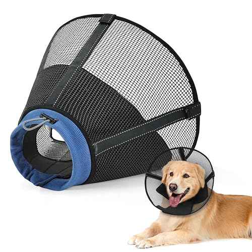 Dog Cone Collar Soft to Stop Licking Surgery Recovery Alternative (Black and Blue / XS(Depth: 6.1in, Girth: 9.8-11.6in))