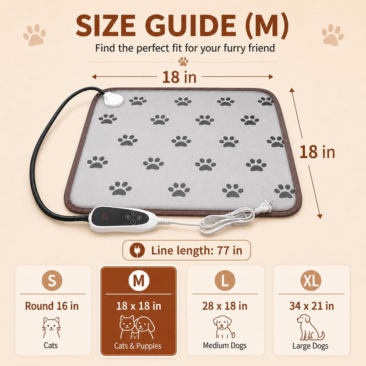 Cat Heating pad 18x18in with Normally Open Function (18.0"L x 18.0"W)
