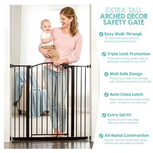 Safety 36" Extra Tall Arch Baby Gate (Bronze - 29-39.5"w X 36"h)