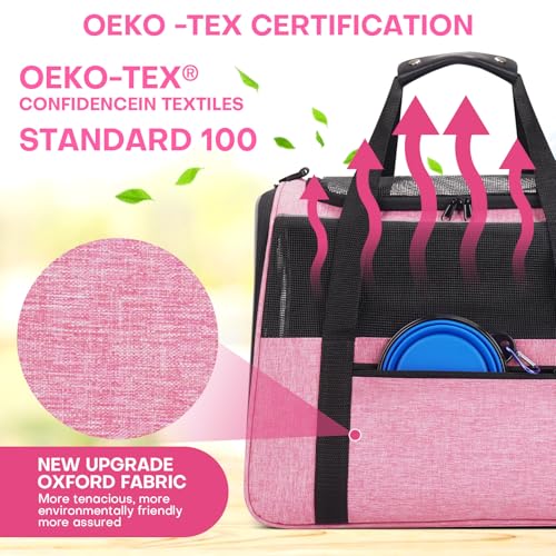 JUNGYOUN Premium Cat Carrier (Pink / 18"L x 12.5"W x 14.2"H)