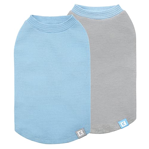 2Pack Waffle Dog Shirt for Small Medium Dogs Soft Dog Sweater (X-Large (19-27lbs) / 2Pack(Blue+Grey))