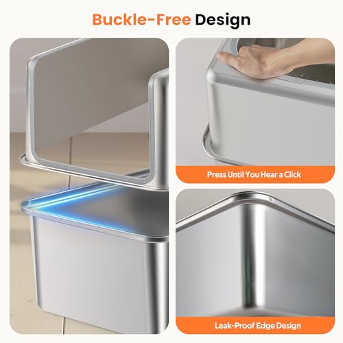 Stainless Steel Litter Box with Metal Lid and Scoop (XXL-:22.8"x14.6"x15.7")