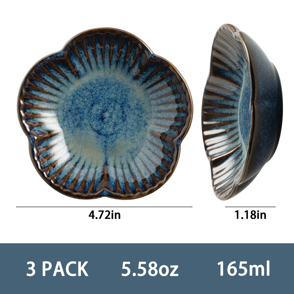 Ceramic Cat Food Bowls (blue / 4.72in)