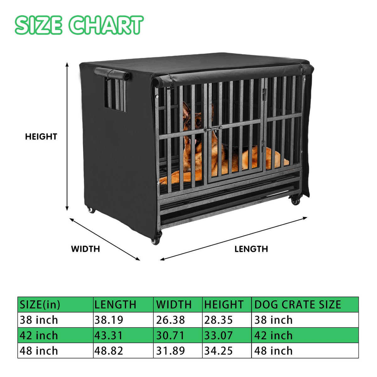 48 inch Heavy Duty Dog Crate Cover Durable 600D Oxford Fabric (48 inch (48.8L x 31.9W x 34.3H inch.))