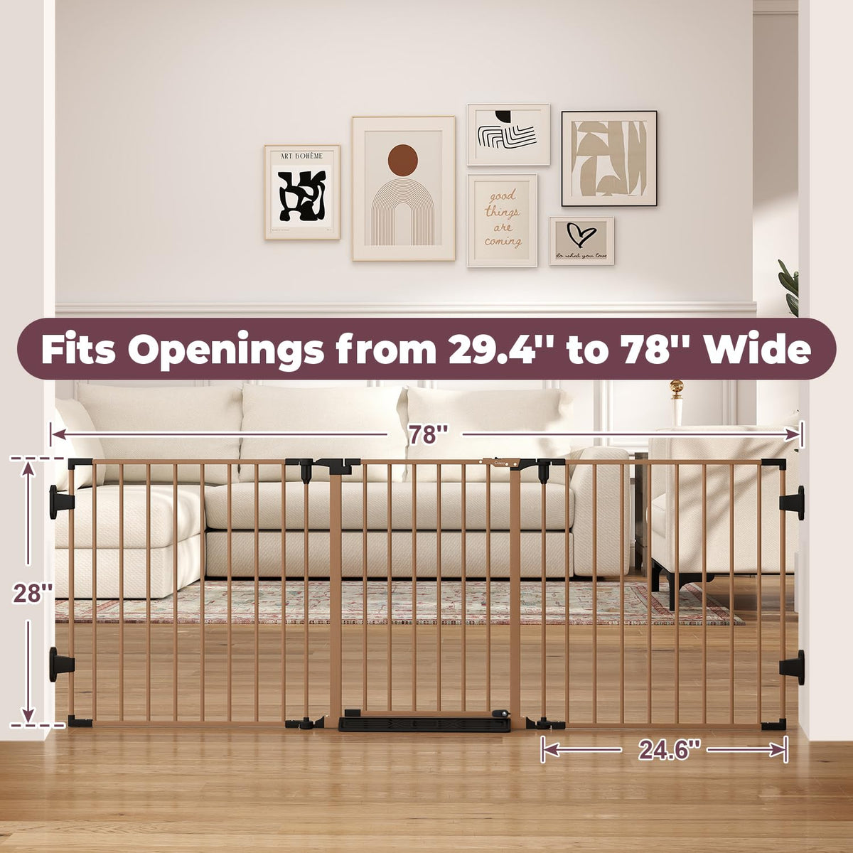 29.4 78" Extra Wide Baby Gate (Brown / 78" Wide)
