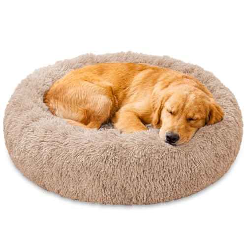 Calming Washable Dog Bed for Extra Large Dog Bed (Camel / 45.0"L x 45.0"W x 10.0"Th(Removable))
