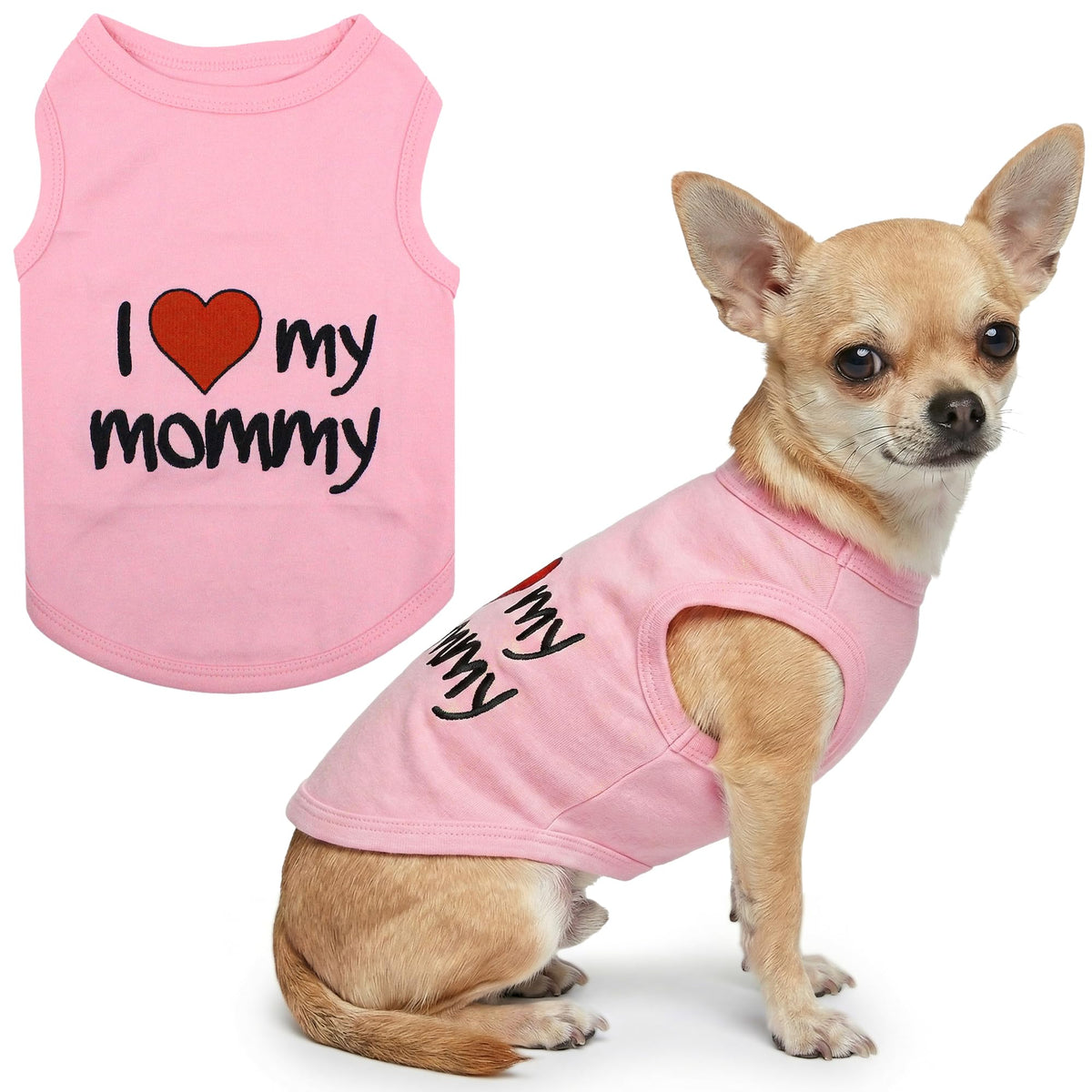 I Love My Mommy Dog Shirt 100% Cotton Shirts for Large Dogs (Small (5-8lbs))