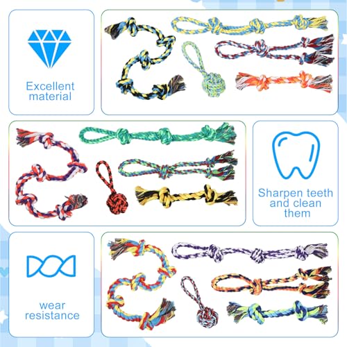 15 Pcs Dog Rope Toys for Aggressive Chewers