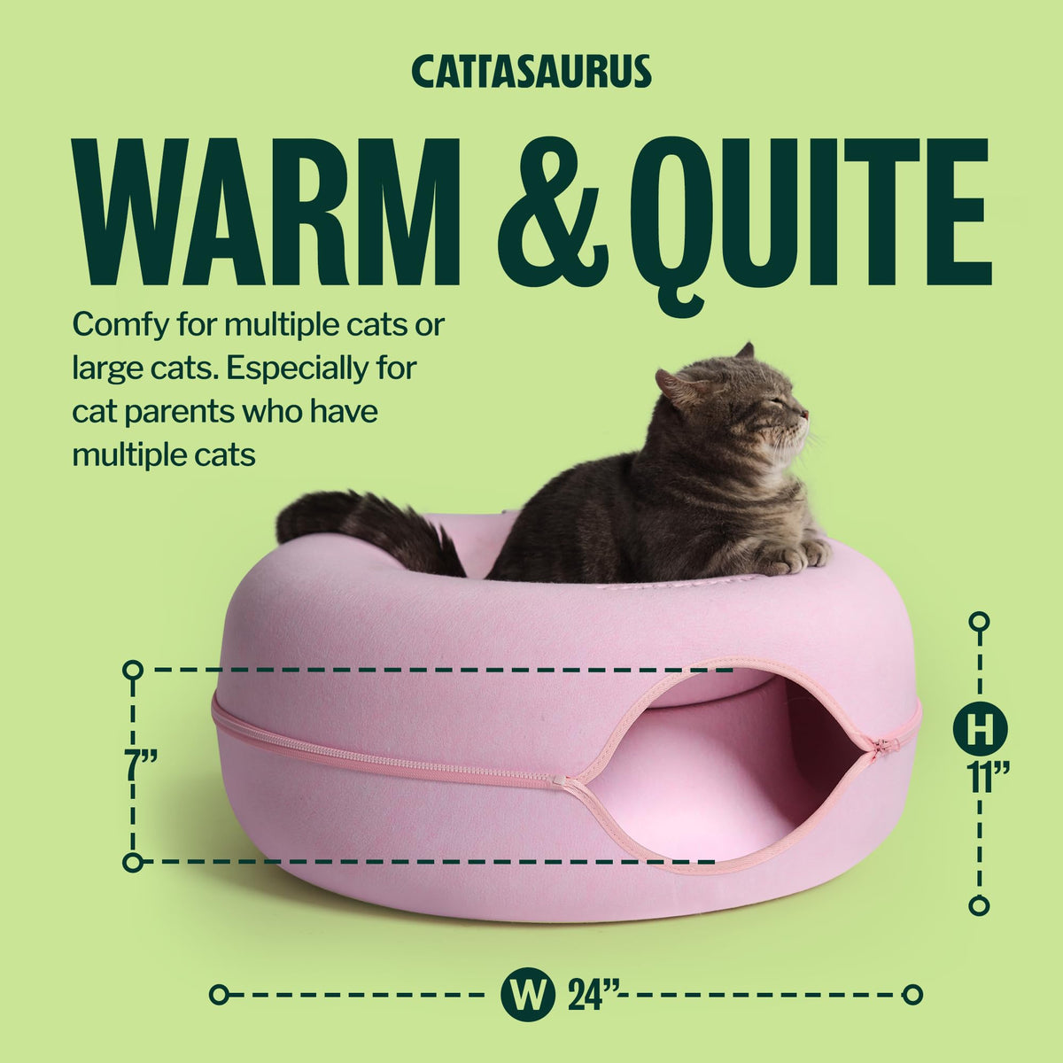 Peekaboo Cat Cave Donut for Multiple & Large Cats up to 30 (Pink / Large)
