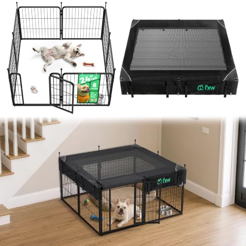 Rollick Dog Playpen with Mesh Top Cover (Black / 24"H)