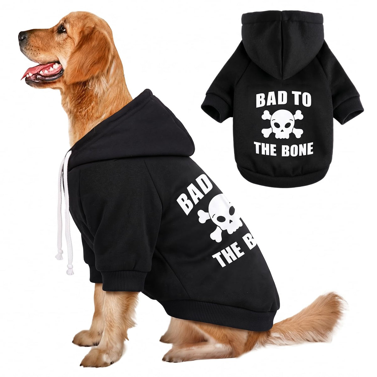 Dog Basic Hoodie Soft Dog Clothes Cold Weather Sweaters for Medium Large Dogs Cozy Fabric Warm Sweatshirt with Leash Hole for Boys (Skull / XXL (Back: 30.71",Chest:37", 55-80lbs))