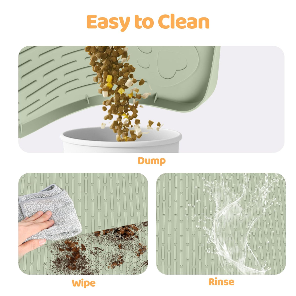 Dog Food Mat 70''x45'' Extra Large Dog Mat for Food and Water (70"L x 45"W / Green)