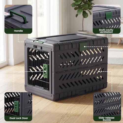 Collapsible Dog Crate for Large (Dark Grey / 36.4"L x 22.8"W x 25.8"H)
