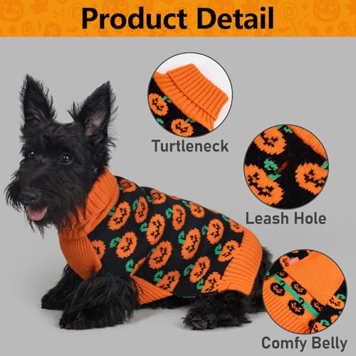 Dog Halloween Sweater for Small Dogs Pumpkin Outfit for Holiday Wear (Small (4-7lbs) / 02#Halloween)