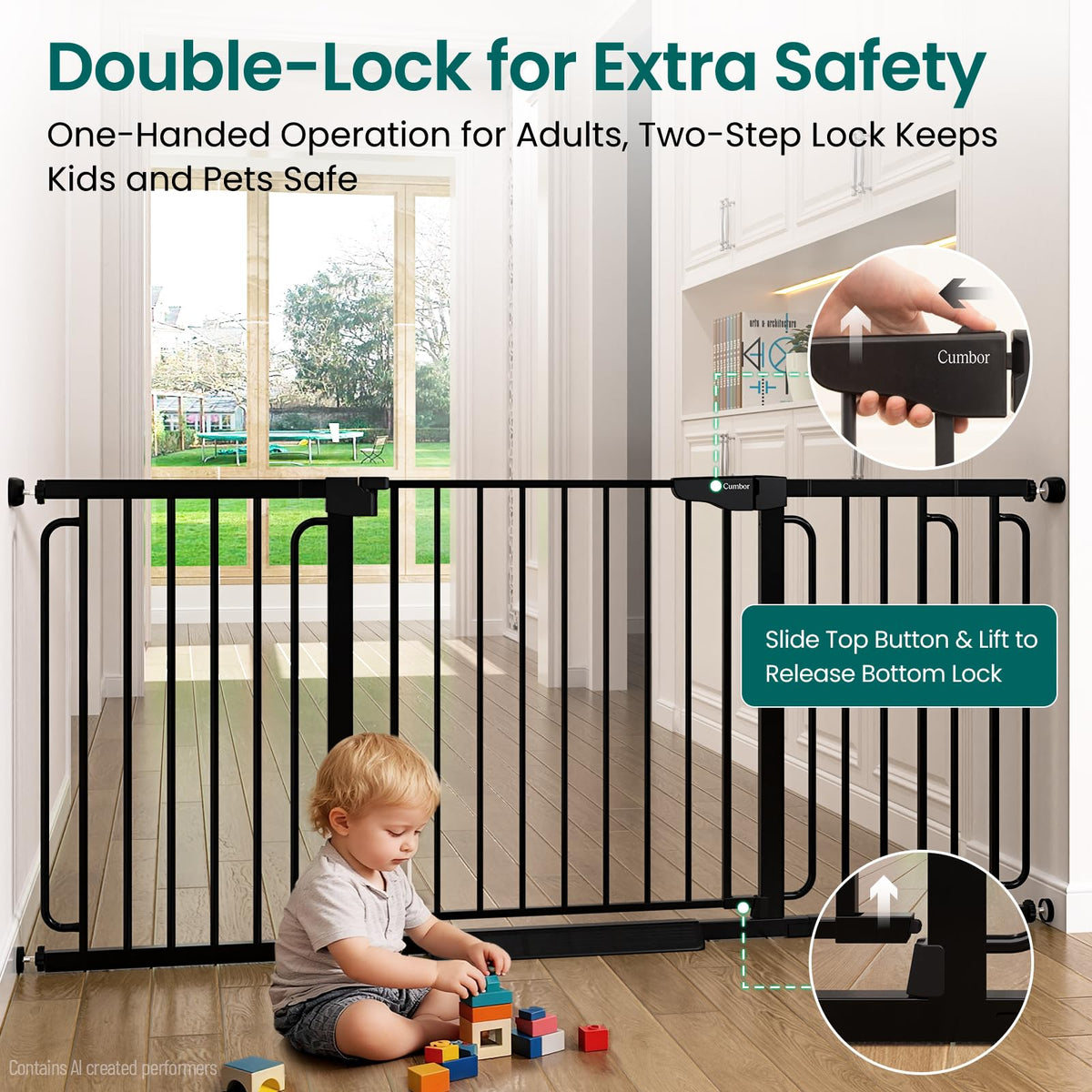 Extra Wide Baby Gate (Black / 36.6"-69" W x 30.5" H)